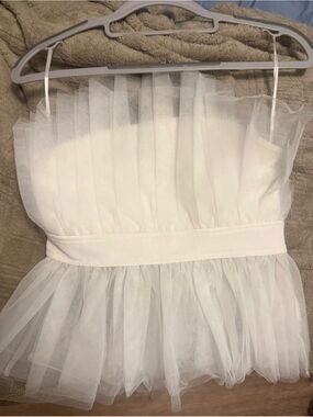 Sincerely Jules White Tulle Strapless Top